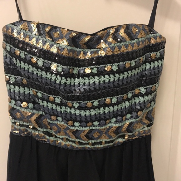 Sequin strapless chiffon high-low dress - Picture 3 of 5